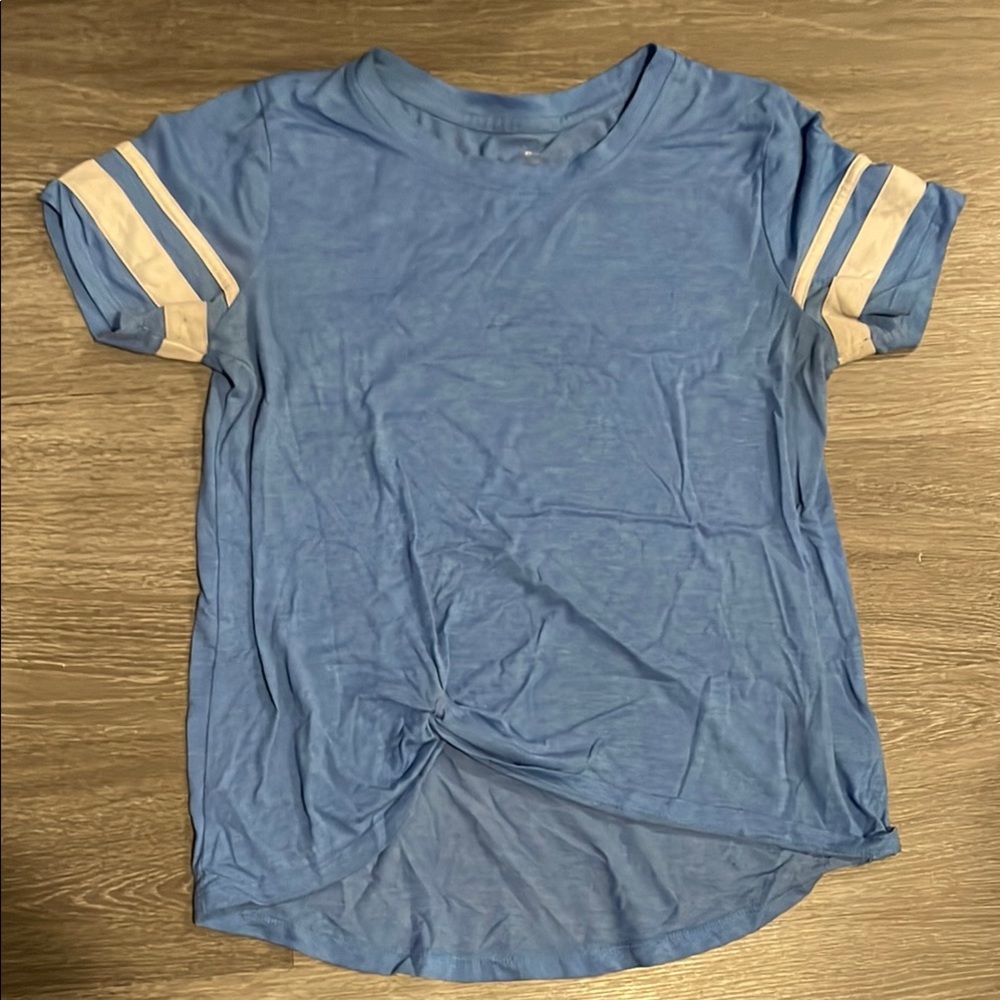 Blue T-Shirt with White Stripes